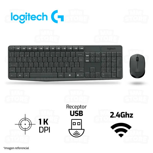 KIT LOGITECH MK235 WIFI, TECLADO Y MOUSE INALAMBRICO,T-36M M-12M