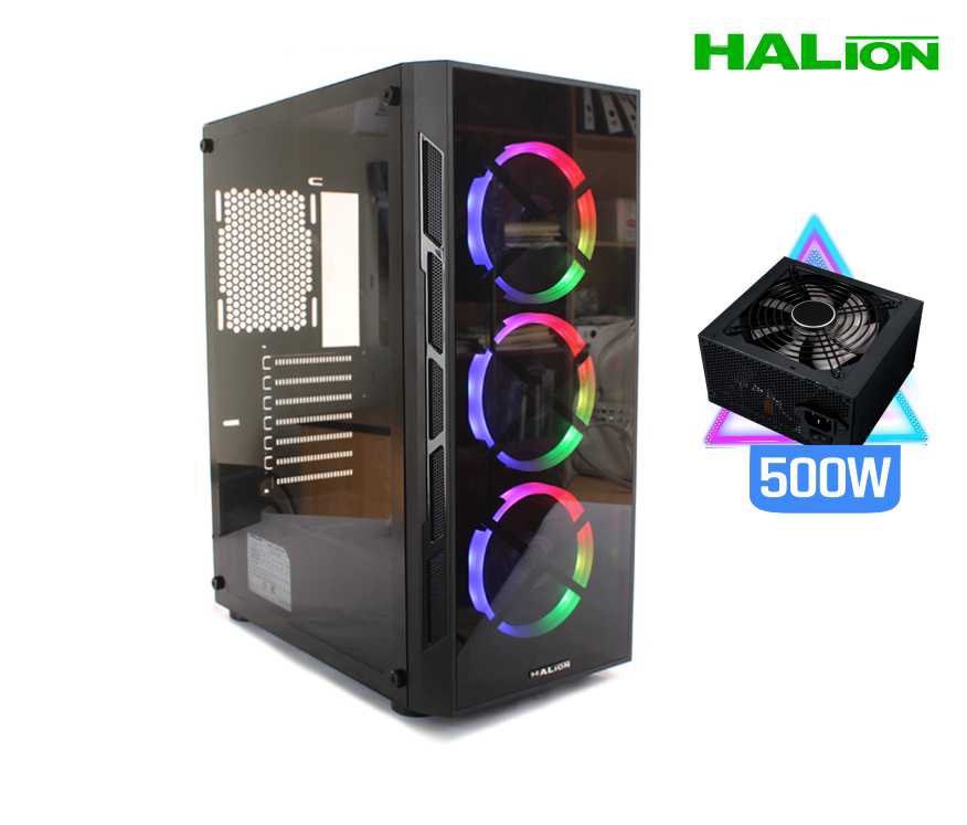CASE HALION MERCURY 2103 + (FUENTE 500WATS REAL) 3 COOLER RGB VT