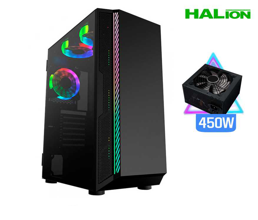 CASE HALION MERCURY 2106 + (FUENTE 450WATS REAL) 3 COOLER RGB VT