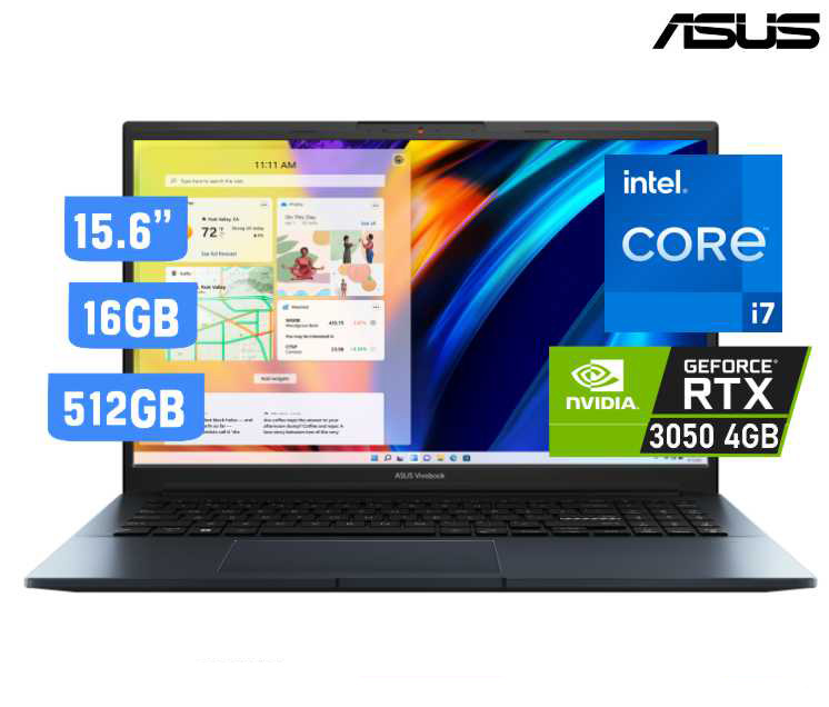 NB ASUS K6500ZC-L1014W, CORE I7-12700H 4.7GHZ, 16GB, 512GB SSD, RTX 3050 4GB, 15.6" FHD, QUIET BLUE WIN 11