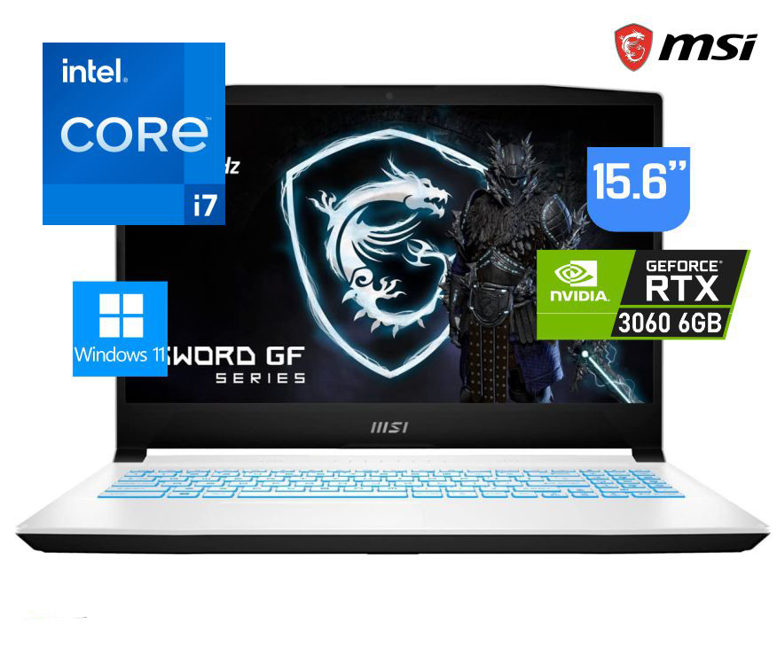 MSI SWORD 15 A12UE-605 I7-12650H 1.7GHZ,16GB DDR4,1TB SSD,15.6"FHD(1920X1080) 144HZ,RTX 3060 6GB,WINDOW 11.WHITE