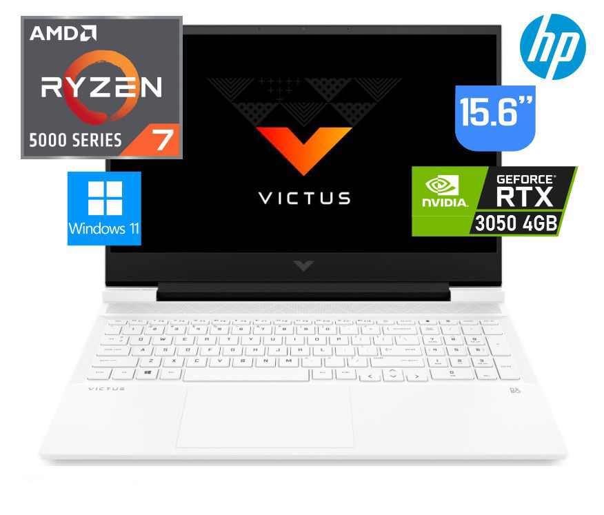 NB HP VICTUS 15-FB0109LA RYZEN 7 5800H, 16GB, 512GB SSD, 4GB NVIDIA RTX 3050, 15.6" FHD, WINDOWS 11, WHITE