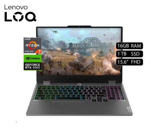 LENOVO LOQ 15AHP9 GAMING AMD RYZEN™ 7 8845HS 1TB 16GB 15.6” (1920X10808) IPS WIN 11 NVIDIA RTX4060 8BG LUNA GREY 83DX00AVUS
