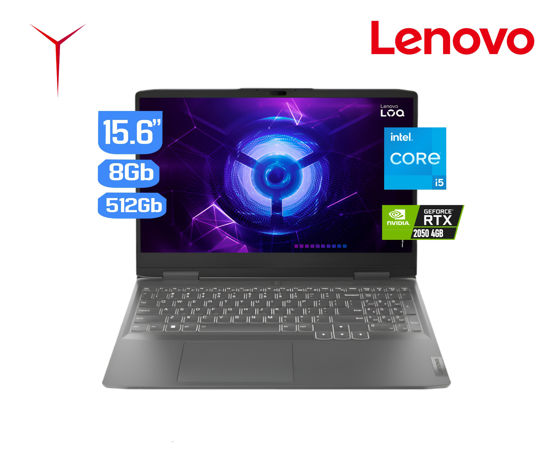 LAPTOP LENOVO LOQ 15IQAX9 I5-12450HX 8GB DDR5, SSD 512GB, RTX 2050 4GB, 15,6" FHDWIN11(83GS004LLM)