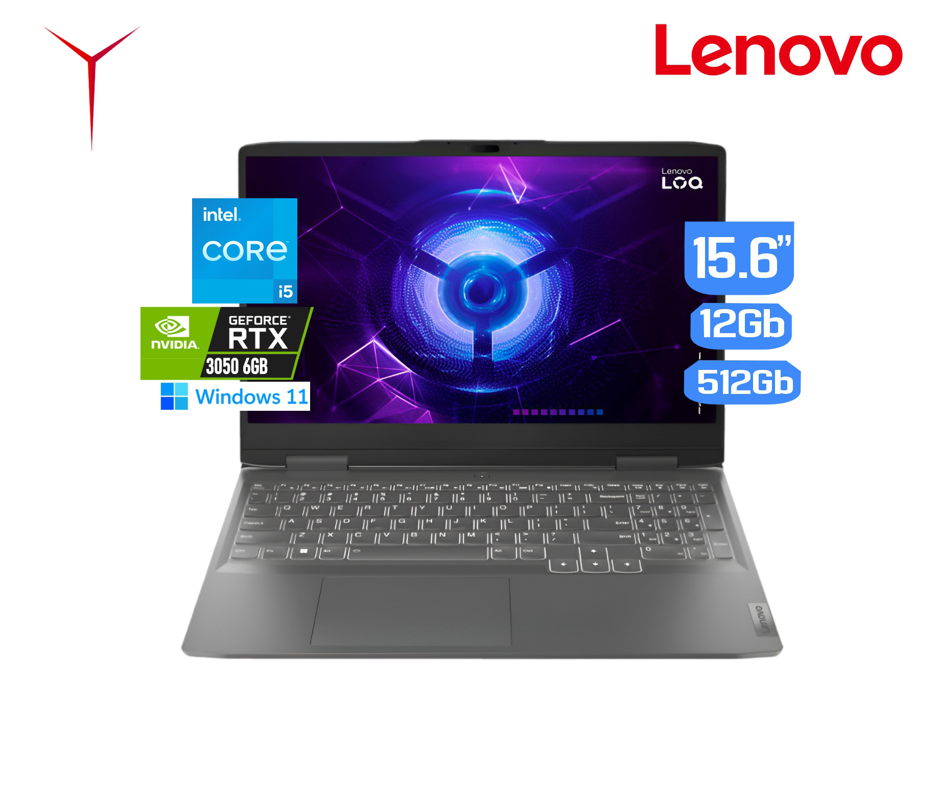 LAPTOP LENOVO LOQ 15IAX9 I5-12450HX 12GB SSD 512GB RTX3050 6GB FREE 15.6”(83GS00JULM)