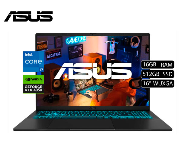 LAPTOP GAMER ASUS V16 V3607VU-RP036W CORE I7-240H 16GB DDR5 512GB RTX 4050 6GB 16 WUXGA 144HZ WINDOWS 11