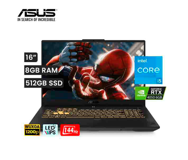 NB ASUS TUF F16 FX607VU-RL037W INTEL CORE I5-210H, 8GB DDR5, SSD 512GB, RTX 4050 6GB, 16" FHD WUXGA, WIN11 (090NR0N06-M00410)