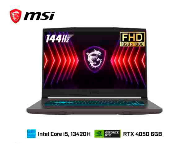NB MSI THIN 15 B13VE-3023US GAMING CORE™ I5-13420H 512GB SSD 16GB 15.6" (1920X1080) 144HZ FHD WIN11 NVIDIA® RTX 4050 6GB BLACK BACKLIT KEYBOARD GR