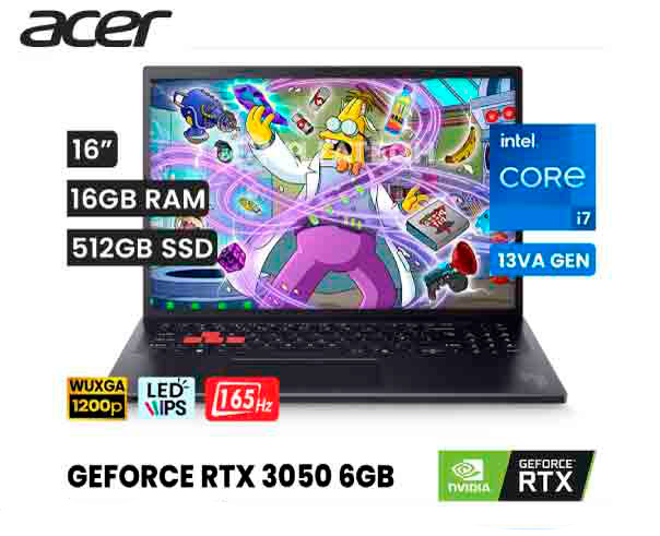 NB ACER NITRO NL16-71G-74QL I7 13620H, 16GB DDR5, SSD 512GB, RTX 3050 6GB,16" WUXGA IPS 165HZ, WIN11