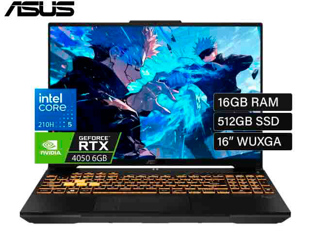 NB ASUS F16 FX607VU-RL048, CORE I5 210H 4.8GHZ,512GB SSD,16GB DDR5, RTX 4050 6GB, 16" WUXGA VALUE IPS.