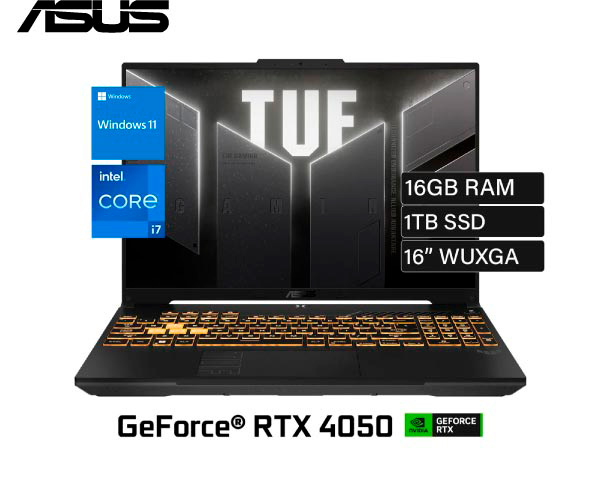 LAPTOP GAMER ASUS TUF FX607VU-RL016W 16" I7-13620H RAM 16GB SSD 1TB RTX4050 6GB W11