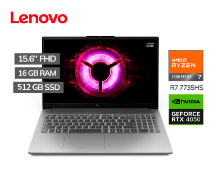 NB LENOVO LOQ ESSENTIAL 15ARP10E RYZEN 7 7735HS, 16GB DDR5, 512GB SSD, RTX 4050 6GB, 15.6" IPS FHD 144HZ (83S0001LLM)