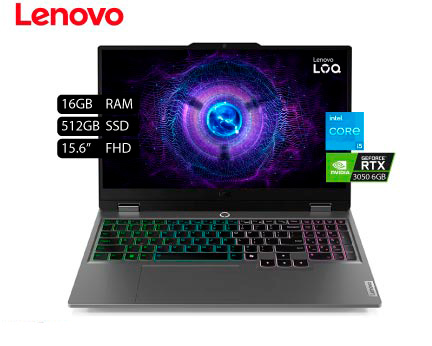 LAPTOP LENOVO LOQ 15IAX9 CORE I5 12450HX, SSD 512GB, 16GB DDR5, RTX 3050 6GB, 15.6" IPS FHD, LUNA GREY (83GS00TKLM)