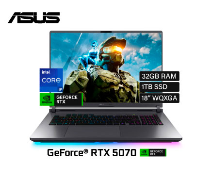 LAPTOP ASUS ROG STRIX G18 G815JPR-IS96 GAMING CORE I9-14900HX 5.8 GHZ RAM 32GB SSD 1TB 8GB RTX 5070 LED 18" IPS WUXGA DE 144HZ, WIND 11