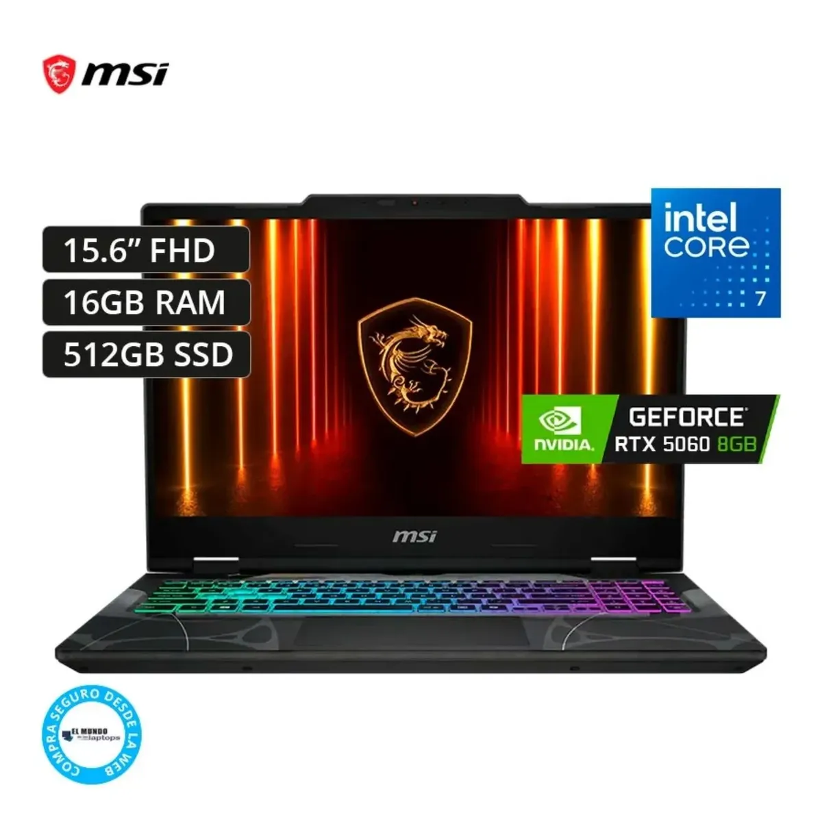 MSI CYBORG 15 B2RWFKG-071US GAMING, INTEL CORE 7-240H , 512GB SSD 16GB DDR5, RTX 5060, 15.6 FHD (1920X1080) WINDOS CYBOR