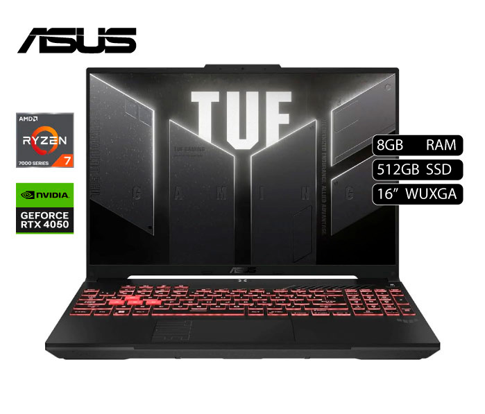 LAPTOP ASUS TUF GAMING A16 FA607NUQ-RL210W AMD RYZEN 7 170 8GB RAM 512GB SSD RTX 4050 6GB 16 WUXGA IPS 144HZ