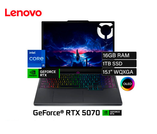LAPTOP LENOVO LEGION 5 15IRX10 INTEL CORE I9-14900HX RAM 16 GB DISCO 1 TB SSD NVIDIA RTX 5070 8 GB PANTALLA 15.1" WQXGA OLED WINDOWS 11 (83LY0007US)